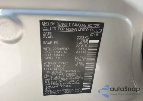 2016 Nissan Rogue S из США, поврежденный, VIN KNMAT2MT2GP721532